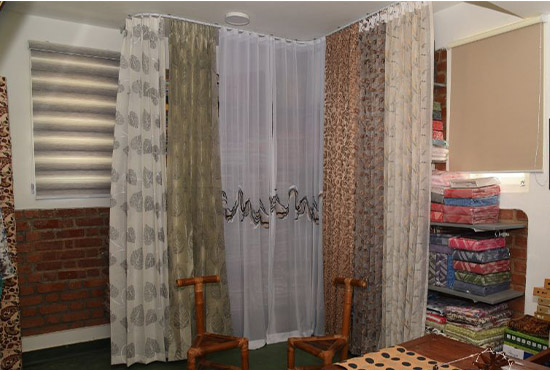 Striped curtains in a small room